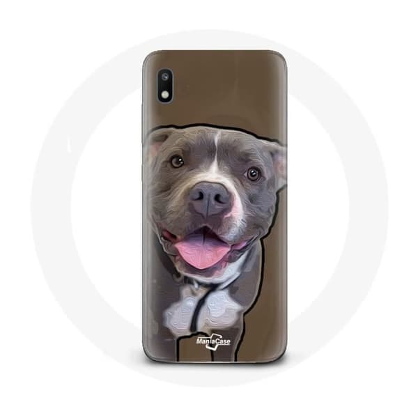 Coque för Samsung Galaxy A10 Vit grå Pitbull hund