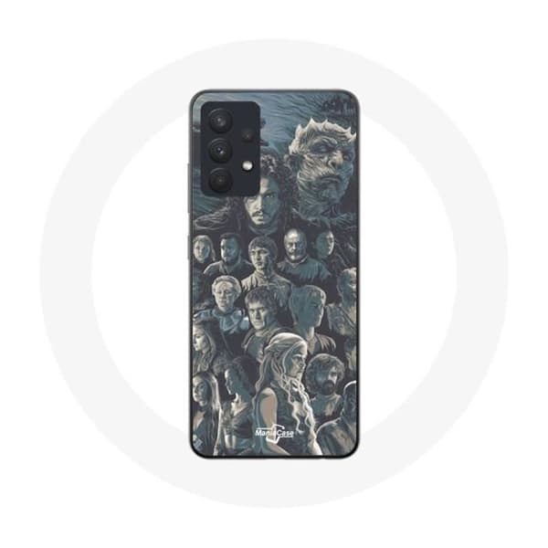 Cover til Samsung Galaxy A13 5G Game of Thrones Sæson 8 Jerntronen Plakat Karakterer Grå Baggrund