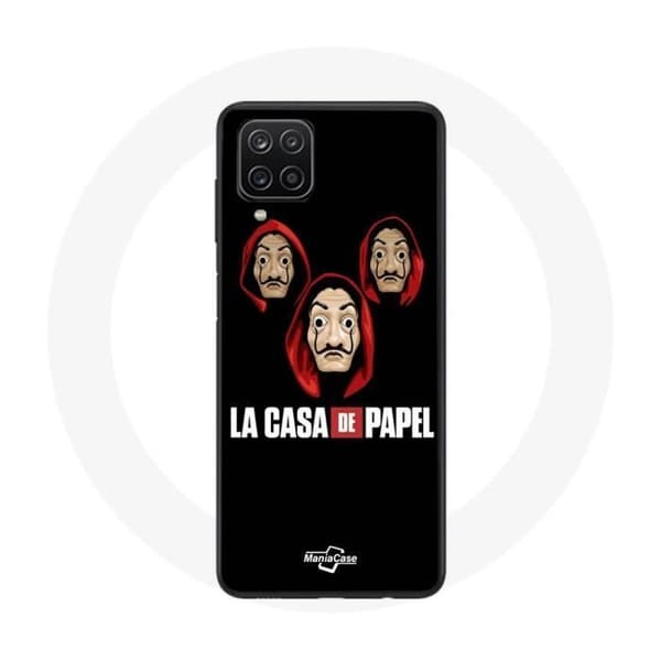 Coque - La casa de papel - Samsung Galaxy A12 - Blød - Sort - Maske og Logo