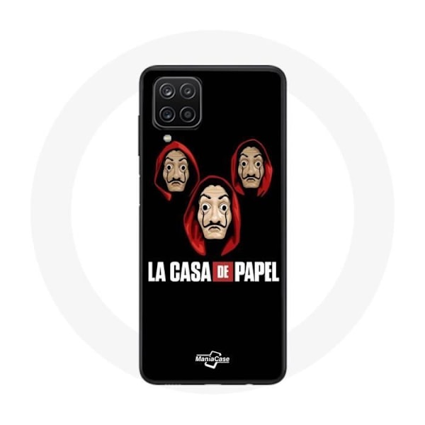 Coque - La casa de papel - Samsung Galaxy A12 - Mjuk - Svart - Mask och Logotyp