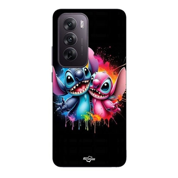 Coque för Oppo Reno 12 5g Stitch Angel färgglada målning Maniacase Svart