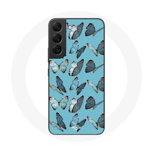 Coque - MANIACASE - Samsung Galaxy S21 FE - Sommerfugle - Blød - Blå Blå