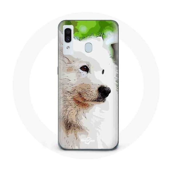 Coque - Samsung - Galaxy A20 - Souple - Hund Samojed - Vit Vit