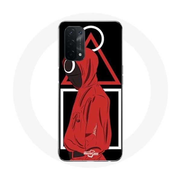 Coque för Oppo A74 5G Squid Game-logotyp symboler triangel fyrkant cirkel svart bakgrund