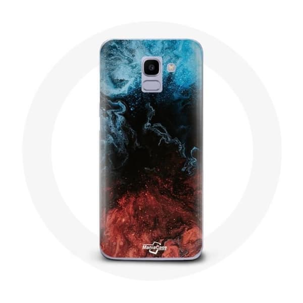Cover til Samsung Galaxy A6 2018 med abstrakt tekstur i rød, sort og blå