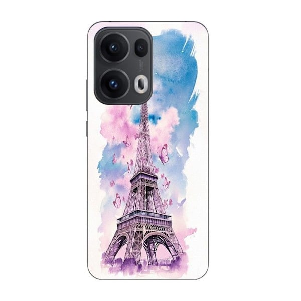 Coque Maniacase För Oppo Reno 13 Pro 5G Eiffeltorn Färgglad Fjäril Svart