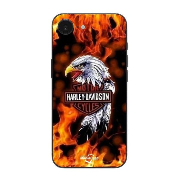 Coque Maniacase För Iphone 16E Harley Davidson örn eld Svart