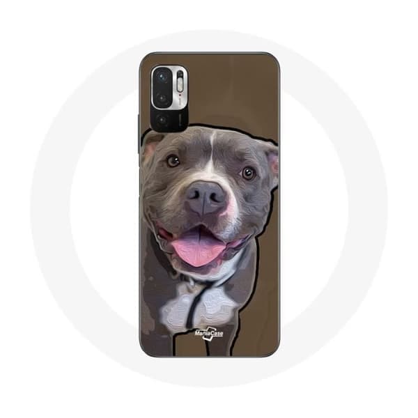 Cover til Xiaomi Redmi Note 10 5G Pitbull Hund Hvid Grå