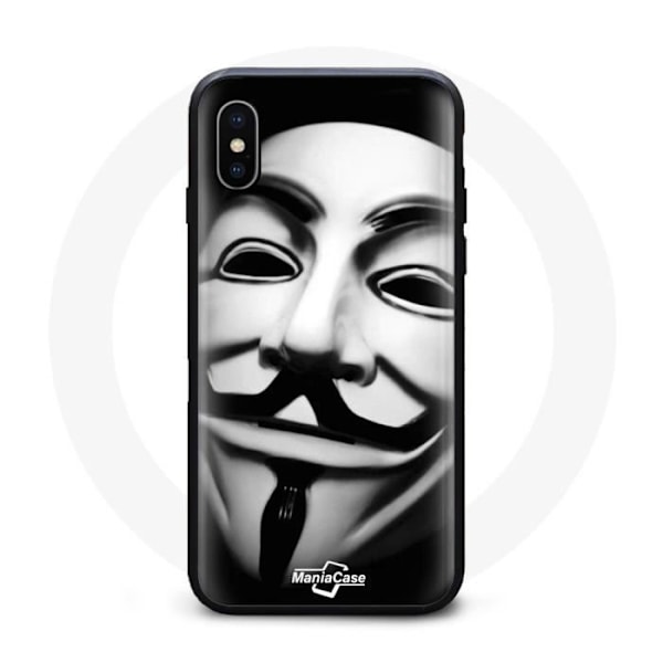 Coque - Anonymous - Iphone XS Max - Blød - Sort - Mønster af Anonymous-maske