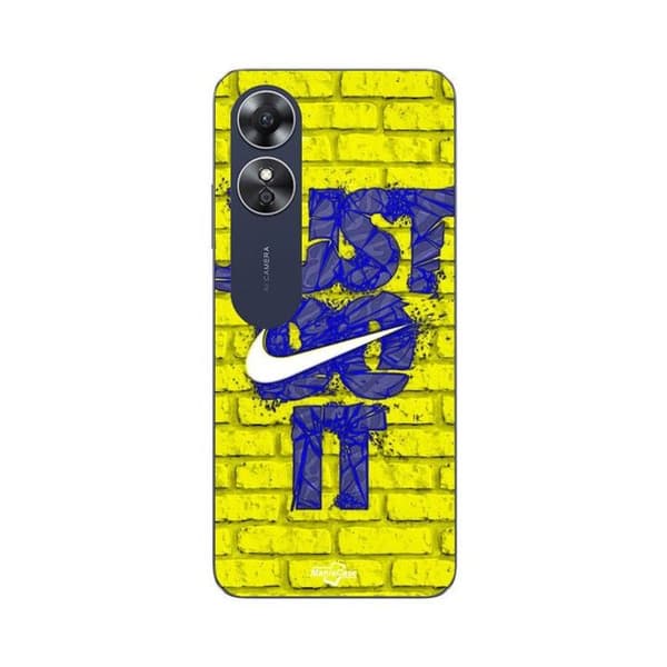Cover til Oppo A17 logo just do it farve blå front gul svart