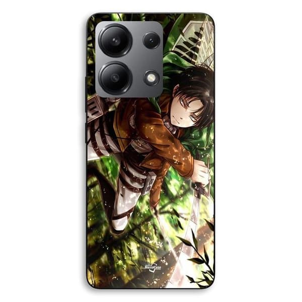 Telefoncover - MANIACASE - Xiaomi Redmi Note 13 4G - Silikone TPU - Sort - Levi Ackerman (Attack on Titan)