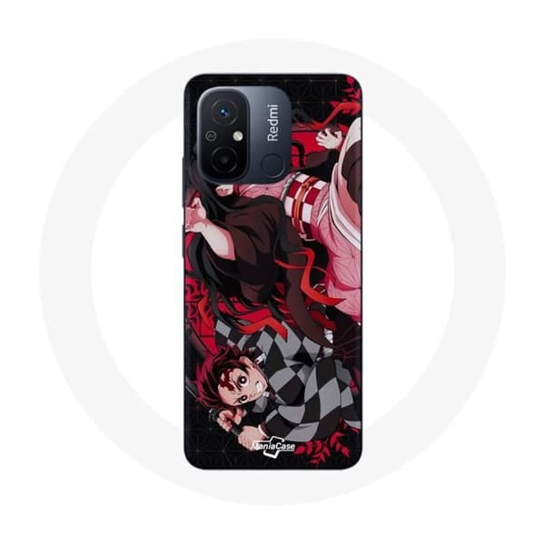 Coque - Maniacase - Xiaomi Redmi 11A - Blød - Sort - Demon Slayer