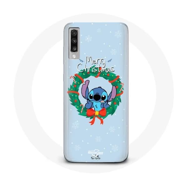 Cover til Samsung Galaxy A70 Stitch sne glad jul blå