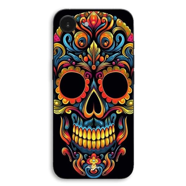 Coque til iPhone 16E Dødningehoved calavera farverig Maniacase Svart