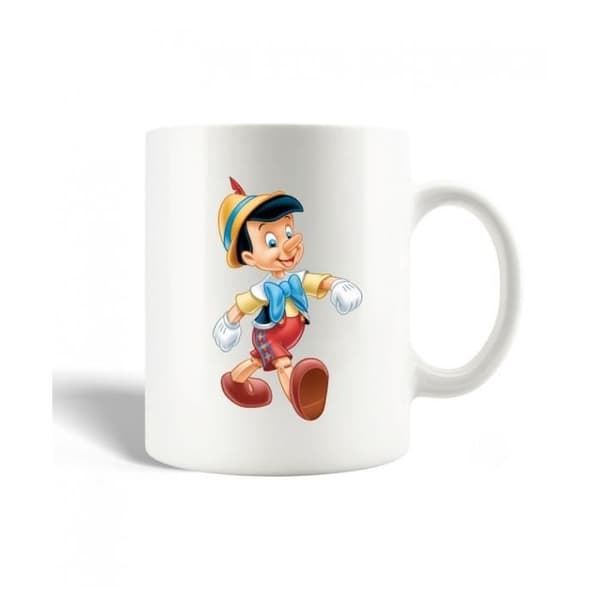 Mugg i keramik - Pinocchio - 30 cl - Vit - Diskmaskinssäker - Höjd 9,5 cm