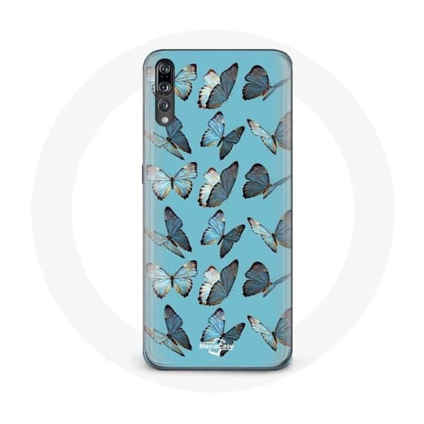 Cover til Huawei P20 Pro Sommerfugle Blå Baggrund