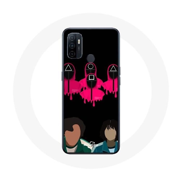 Coque Oppo A53 Squid Game Seong Gi hun och Kang Sae Byeok Triangel, fyrkant och cirkelmasker