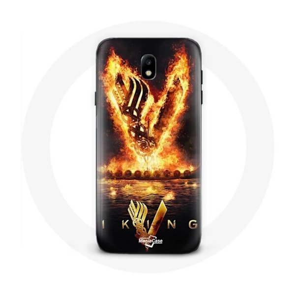 Skydd för Samsung Galaxy J7 2017 Vikings Serie Säsong 6 logotyp V Eldsvärd Svart Bakgrund