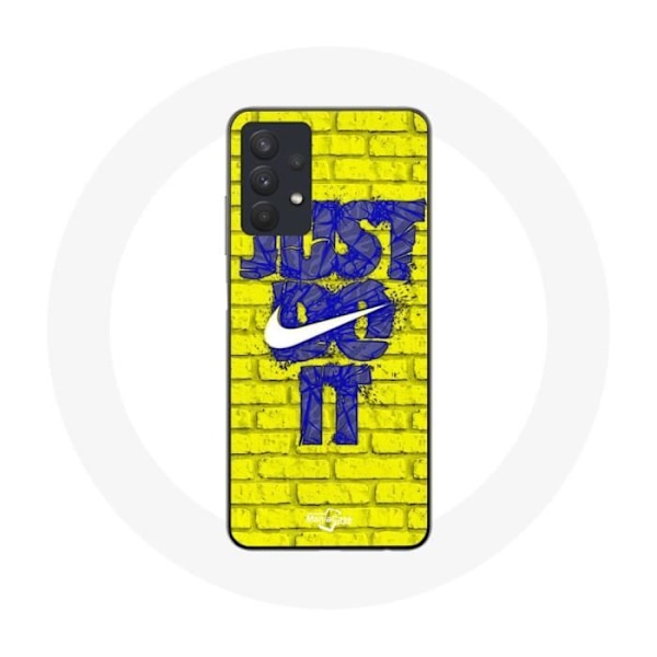 Coque för Samsung Galaxy A32 5G Nike-logotyp Just do it Blå Gul bakgrund