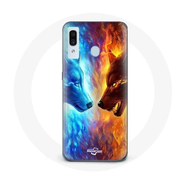 Coque pour samsung galaxy A30 Loup de Glace et de feu