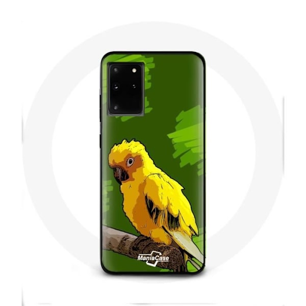 Skydd för Samsung Galaxy S11 Plus, gula parakiter på grön bakgrund