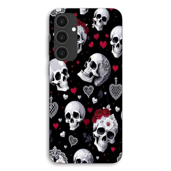 Coque til Samsung Galaxy S24 Dødningehoved og hjerter Maniacase Svart