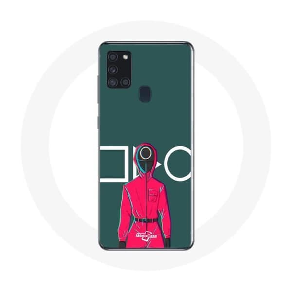 Coque - Samsung - Galaxy A21S - S elastisk - Squid Game - Röd Soldat med Cirkelsmask röd grön