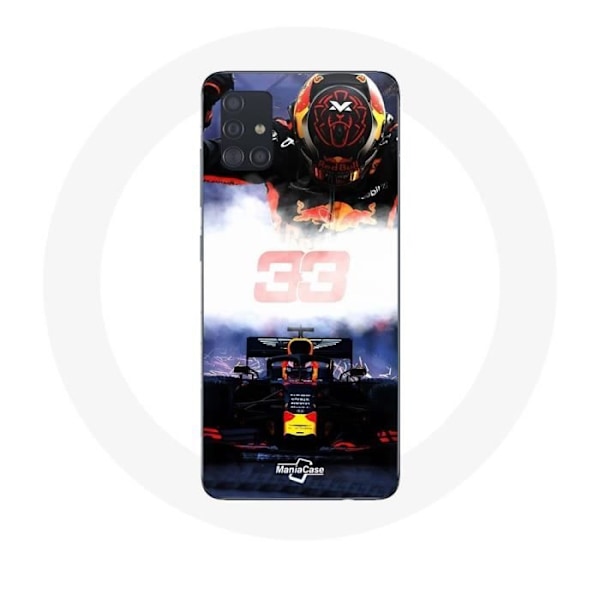 Skal för Samsung Galaxy A51 5G Formel 1 Max Verstappen F1-förare svart röd och gul