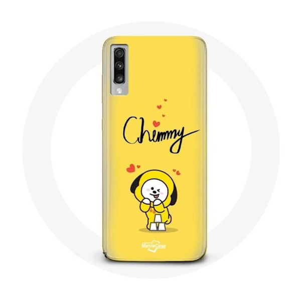 Coque för Samsung Galaxy A70 BTS Bangtan Boys BT21 Chimmy Jimin Gul Bakgrund
