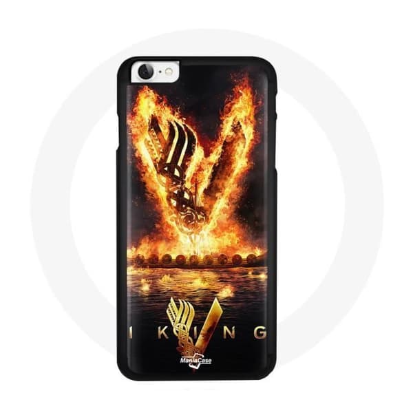 Cover til iPhone SE Vikings Serie Sæson 6 logo V Ildsværd Sort Baggrund