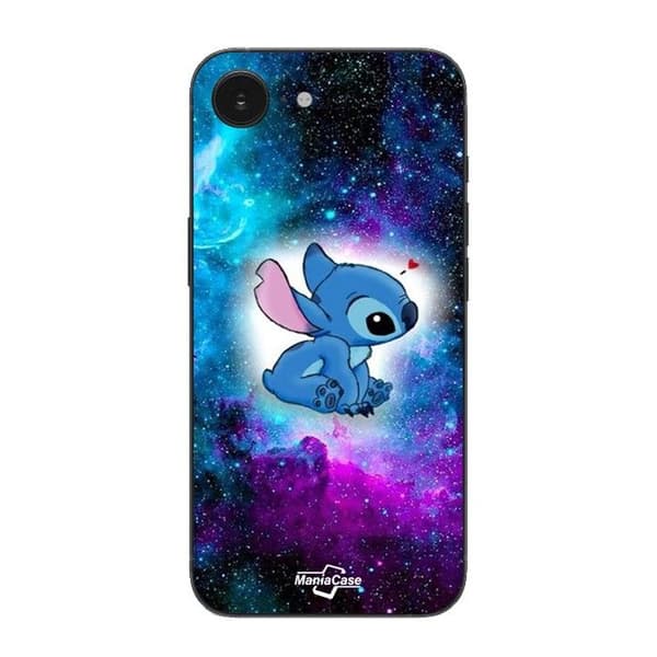 Coque Maniacase til iPhone 16E Stitch ohana farverigt rum Svart
