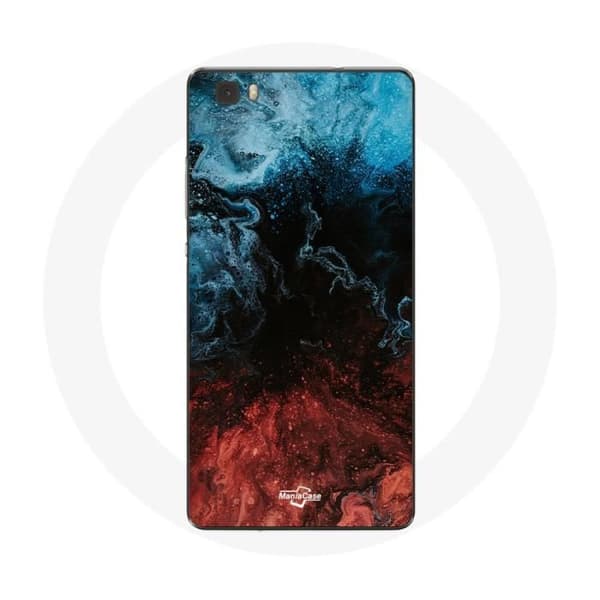 Cover til Huawei P8 med abstrakt baggrund i rød, sort og blå