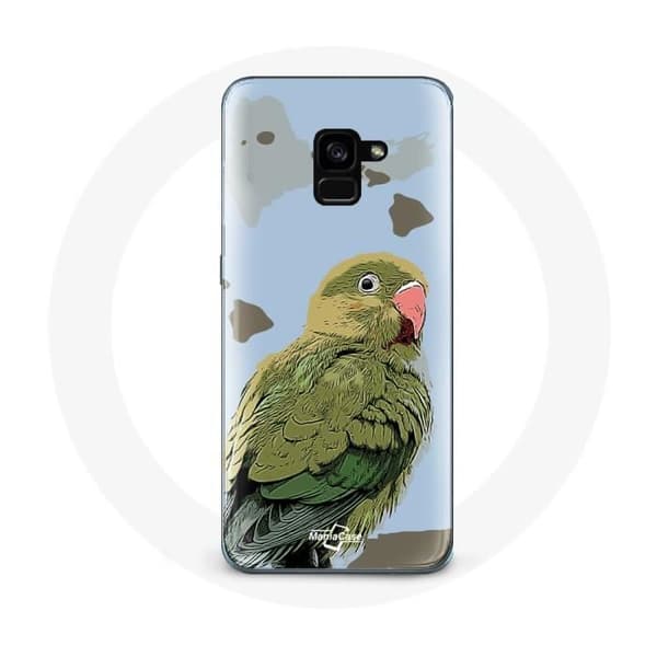 Samsung Galaxy A8 Plus - Pehmeä kuori, Linnut, Vihreä
