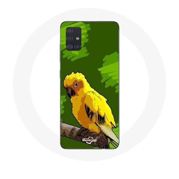 Coque för Samsung Galaxy A51 5G Gula Parakiter Fåglar Grön Bakgrund