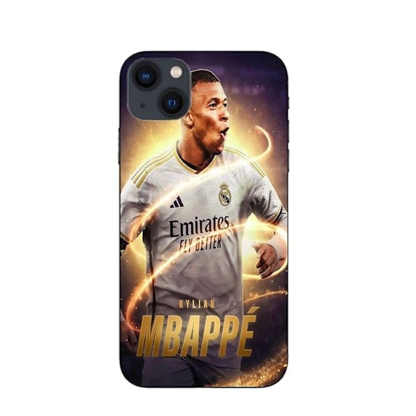 Coque Maniacase för iPhone 15 Kylian Mbappe Real Madrid Bakgrundsbild svart