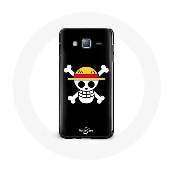 Cover til Samsung Galaxy J5 One Piece Manga Dødningehoved Sort Baggrund