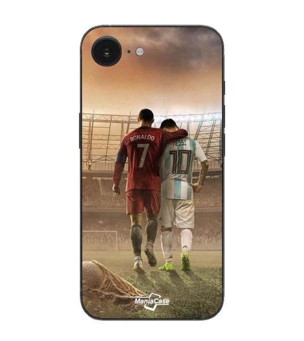 Coque Maniacase til iPhone 16E CRISTIANO RONALDO MESSI GOAT Svart