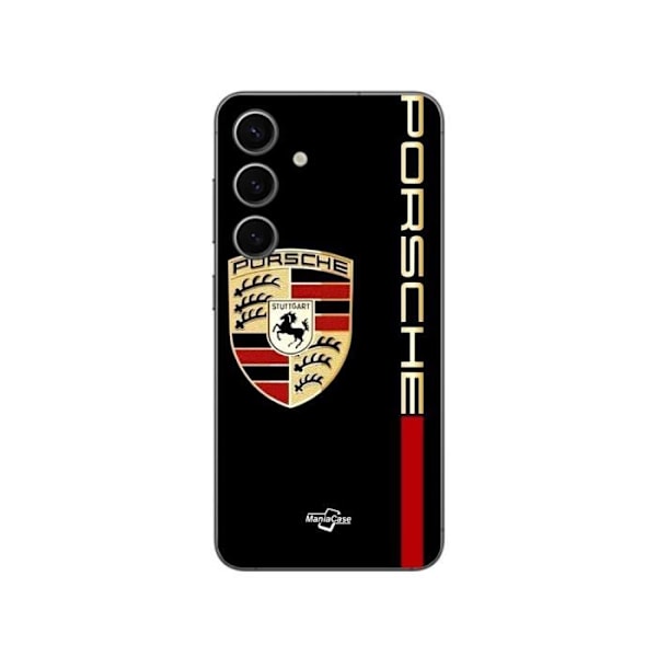 Coque - PORSCHE - Samsung Galaxy S24 Plus - Röd och gyllene logotyp - Mjuk - Svart Röd, gyllene, svart