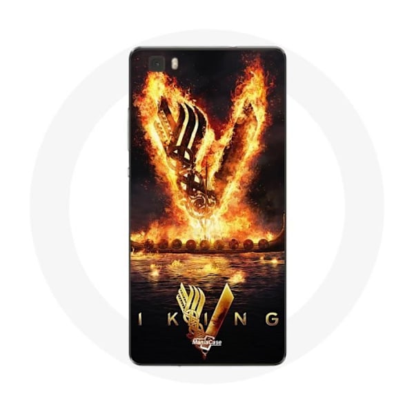 Coque för Huawei P8 Vikings Serien Säsong 6 logotyp V Eldsvärd Svart Bakgrund