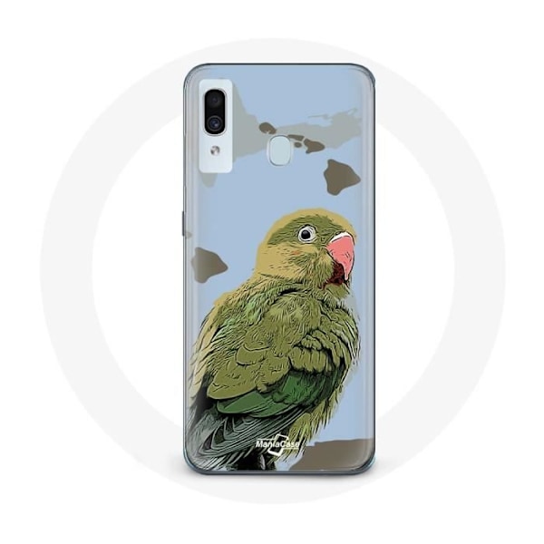 Skyddsfodral för Samsung Galaxy A20e Parakiter Fåglar grön