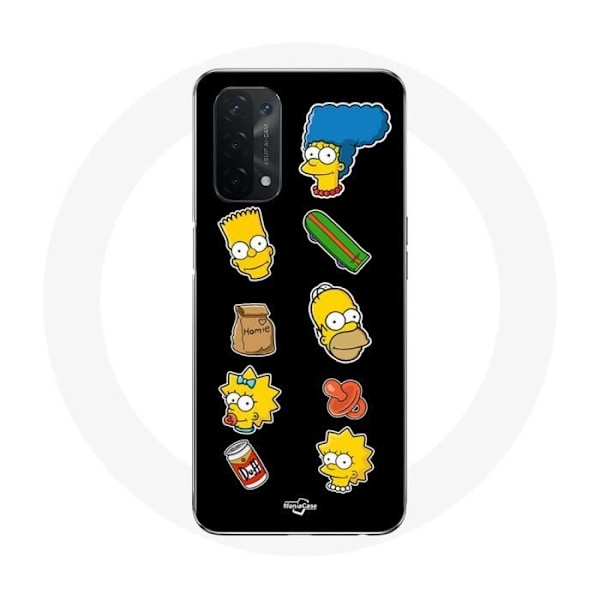 Coque för Oppo A74 Simpsons klistermärken svart bakgrund