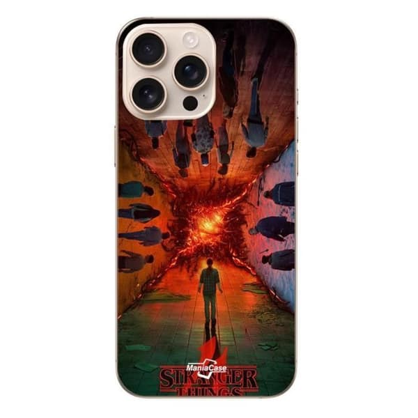 Cover - Maniacase - Iphone 16 Pro Max - Sort - Blød - Stranger Things