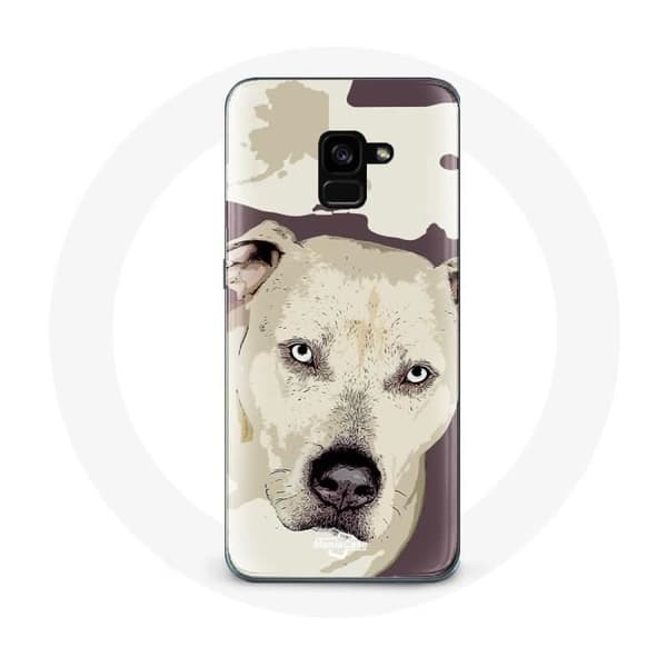 Coque för Samsung Galaxy A8 Plus Vit Pitbull Hund