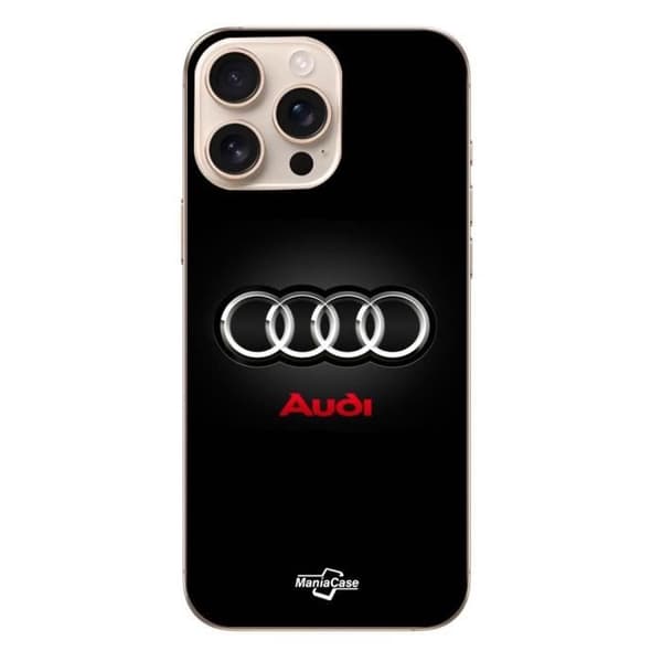 Coque - Audi - Iphone 16 Pro Max - Auton logo - Harmaa ja punainen - Pehmeä Grå och röd