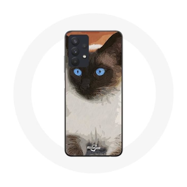 Coque för Samsung Galaxy A32 5G Siamese Katt Svart och Vit Blå Ögon