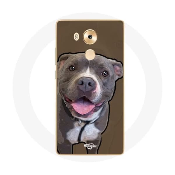 Cover til Huawei Mate 8 Hvid grå Pitbull Hund