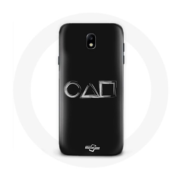 Coque för Samsung Galaxy J5 2017 Squid Game logotyp symboler fyrkant cirkel triangel Svart bakgrund