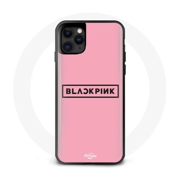 Coque pour Iphone 11 Blackpink K-pop-ryhmän logo vaaleanpunaisella taustalla