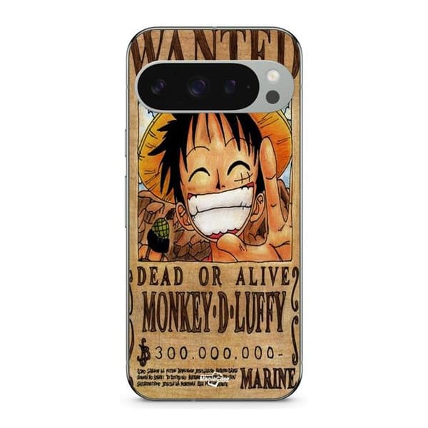 Cover til Google Pixel 9 Pro XL One Piece Wanted Poster Monkey D. Luffy svart