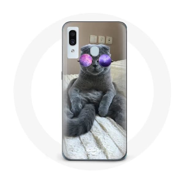 Coque för Samsung Galaxy A40 Katt med lila glasögon